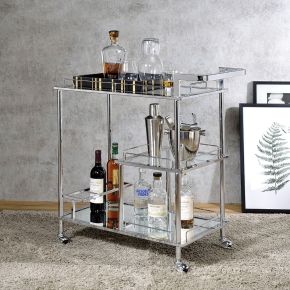 ACME 98215 Splinter - Serving Cart - Clear Glass & Chrome