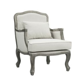 ACME LV01132 Tania - Chair With Pillow - Cream Linen & Gray