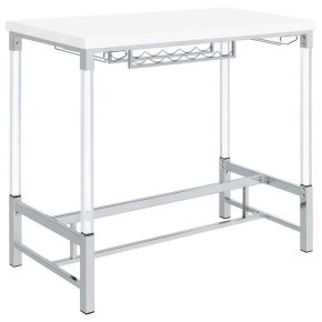 Coaster Fine Furniture 182101 Norcrest - Acrylic Leg Bar Table - White High Gloss
