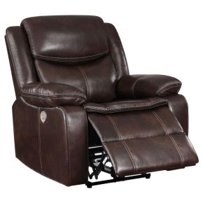 Coaster Fine Furniture 610193P Sycamore - Upholstered Power Recliner Chair - Dark Brown