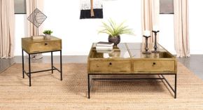 Coaster Fine Furniture 704698-S2 Stephie - 2 Piece Square Coffee And End Table Set - Honey Brown
