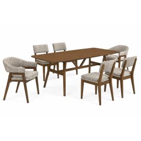 New Classic 40-D2749-R6C Miller - 78" Dining Table With 6 Chairs (4S/2A) - Walnut