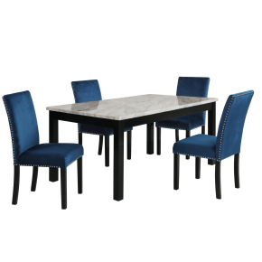 New Classic 40-400B-D4C Celeste - Dining Table With 4 Chairs - Black / Blue