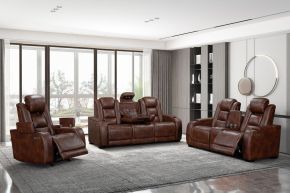 New Classic 22-5483-3FP Chester - 3 Piece Power Sofa & Loveseat & Recliner - Brown