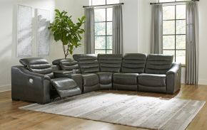 Signature Design by Ashley® U63404/58/57/31/77/46/62 Center Line - Zero Wall Recliners 6 Pc Sectional - Dark Gray