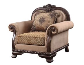 ACME 58267 Chateau De Ville - Chair With Pillow (Same Lv01590) - Fabric & Espresso