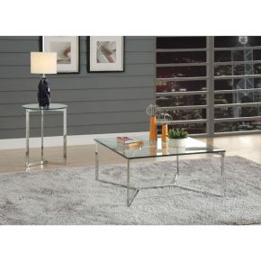 ACME 84607 Volusius - End Table - Stainless Steel & Clear Glass