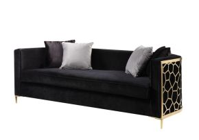 ACME 55665 Fergal - Sofa - Black Velvet & Gold Finish