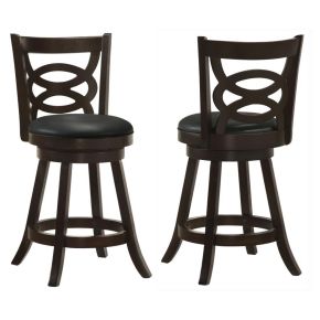 CoasterEssence 101929 Calecita - Wood Swivel Counter Stool (Set of 2) - Cappuccino
