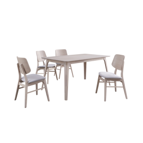 New Classic 40-1651W-D4CT Oscar - Rectangle Table & 4 Chairs - White Ash