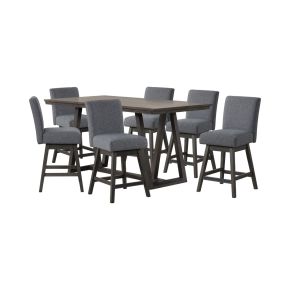 New Classic 45-4125S-DG6C New Classic 45-4125S-DG6C High Line - Counter Table & 6 Swivel Counter Chairs - Gray