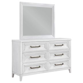 Coaster Fine Furniture 224843M Marielle - 6-Drawer Dresser With Mirror - Distressed White