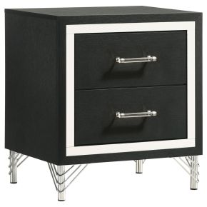 Coaster Fine Furniture 224992 Lucia - 2-Drawer Nightstand Bedside Table - Black