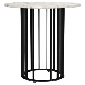 Coaster Fine Furniture 706207 Haven - Round Genuine White Marble Top End Side Table - Black