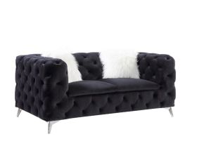 ACME 55921 Phifina - Loveseat With 2 Pillows - Black Velvet