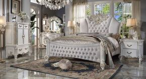 ACME BD01335EK Vendom - Eastern King Bed - Two Tone Ivory Fabric & Antique Pearl Finish