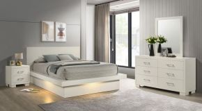 CoasterEssence 202990Q-S4 Jessica - 4 Piece Queen LED Bedroom Set - Cream White