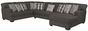 Jackson 5473/62/30/76-58 Crawford - 3 Piece Sectional With RSF Chaise And 10 Included Accent Pillows - Dark Gray