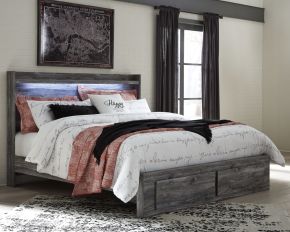 Signature Design by Ashley® B221/58/56S/95/B100-14 Baystorm - King Panel Bed with 2 Storage Drawers - Gray