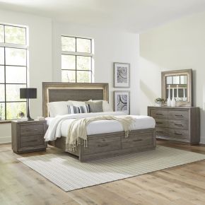Liberty Furniture 272-BR-QSBDMN Horizons - 4 Piece Bedroom Set (Queen Storage Bed, Dresser & Mirror, Nightstand) - Gray