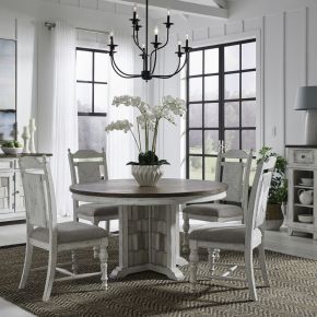 Liberty Furniture 237-DR-5PDS River Place - 5 Piece Pedestal Table Set - White