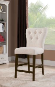 ACME 71527 Effie - Counter Height Chair (Set of 2) - Beige Linen & Walnut