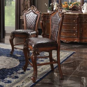 ACME 78222 ACME 78222 Picardy - Counter Height Chair (Set of 2) - Chocolate Synthetic Leather & Honey Oak