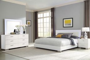 CoasterEssence 203500Q-S4L Felicity - 4 Piece Queen Bedroom Set - White Gloss