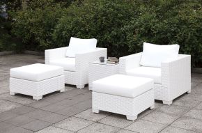 Furniture of America CM-OS2128WH-SET20 Somani - 2 Chairs & 2 Ottomans & End Table - White