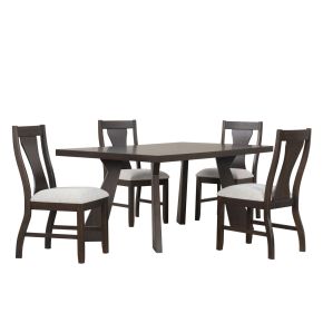 New Classic 40-4124-D4C Chestnut Ridge - 5 Piece Dining Room Set (Round 72" Table & 4 Chairs) - Brown / Beige
