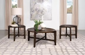 Coaster Fine Furniture 708288-S3 Cota - 3 Piece Solid Wood Coffee And End Table Set - Dark Brown