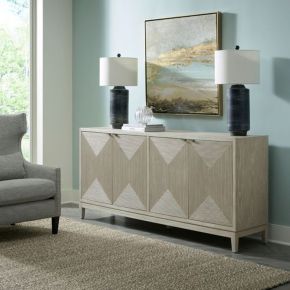 Liberty Furniture 2146-AC1000 Kinsley - 4 Door Accent Cabinet - Washed Taupe / Silver Champagne