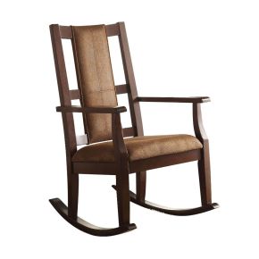 ACME 59378 Butsea - Rocking Chair - Brown Fabric & Espresso