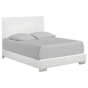 CoasterEssence 203501KE Felicity - Wood Eastern King Panel Bed - White High Gloss