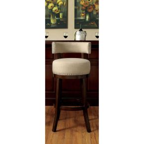 Furniture of America CM-BR6252BG-24-2PK Lynsey - 25" Bar Stool (Set of 2) - Dark Oak / Beige