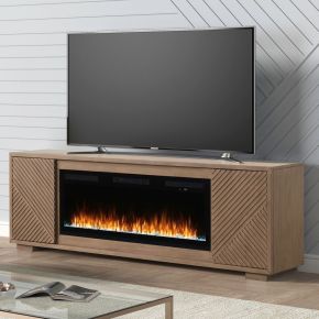 Liberty Furniture FIRE-BOX-214-84FTS Fireplace TV Consoles - 214 84'' Console With Fire FTS Multiplees - Light Brown