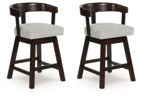 Signature Design by Ashley® D596-224 Haddigan - Upholstered Swivel Barstool (Set of 2) - Dark Brown