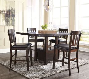 Signature Design by Ashley® D596/42/124(4) Haddigan - Dark Brown - 5 Pc. - Counter Extension Table, 4 Barstools