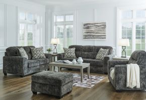 Signature Design by Ashley® 50504/38/35/23/14 Lonoke - Gunmetal - 4 Pc. - Sofa, Loveseat, Chair And A Half, Ottoman