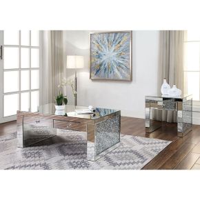 ACME 81475 Noralie - Coffee Table - Mirrored & Faux Diamonds - Glass - 19"