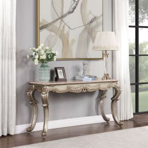 ACME LV01785 Miliani - Sofa Table With Marble Top - Natural Marble Top & Antique Bronze