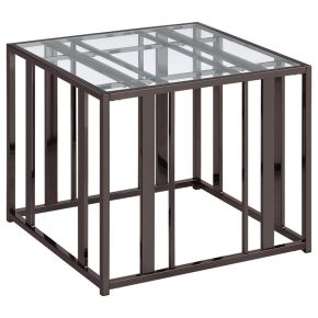 Coaster Fine Furniture 708357 Adri - Rectangular Glass Top Side End Table - Black Nickel