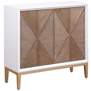 Coaster Fine Furniture 950408 Gretchen - 2 Door Wood Fluted Parquet Cabinet - White And Brown