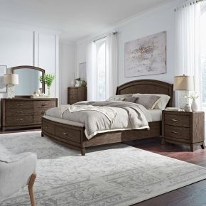 Liberty Furniture 805B-BR-QPBSDMCN Avalon - 5 Piece Bedroom Set (Queen Panel Storage Bed, Dresser & Mirror, Chest, Night Stand) - Brown