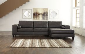 Signature Design by Ashley® 87721/66/17 Nokomis - Charcoal - Right Arm Facing Corner Chaise 2 Pc Sectional
