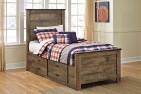 Signature Design by Ashley® B446/53/52/50/B100-11 Trinell - Brown - Twin Panel Bed With 2 Storage Drawers