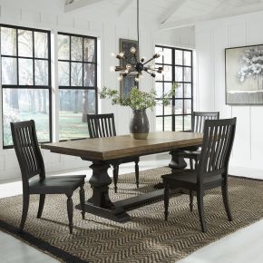 Liberty Furniture 879-DR-5TRS Harvest Home - 5 Piece Trestle Table Set - Black