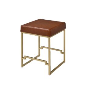 ACME 96717 Boice - Counter Height Stool - Light Brown Pu & Gold