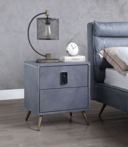 ACME BD00556 Doris - Nightstand - Gray Top Grain Leather