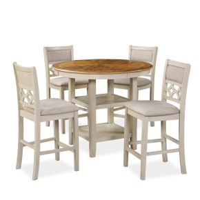 New Classic D1763-52S-BSQ Mitchell - 5 Piece Counter Dining Set - Bisque / Brown